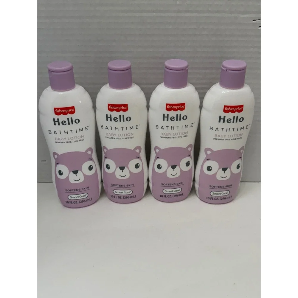 Fisher-Price Hello Bathtime Baby Lotion Paraben Dye Free 10oz 4 Pack Lot